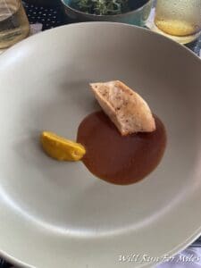 a plate of food with sauce