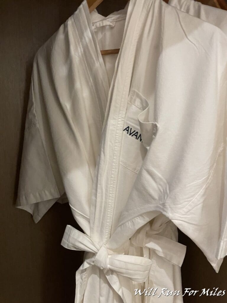 a white robe on a swinger
