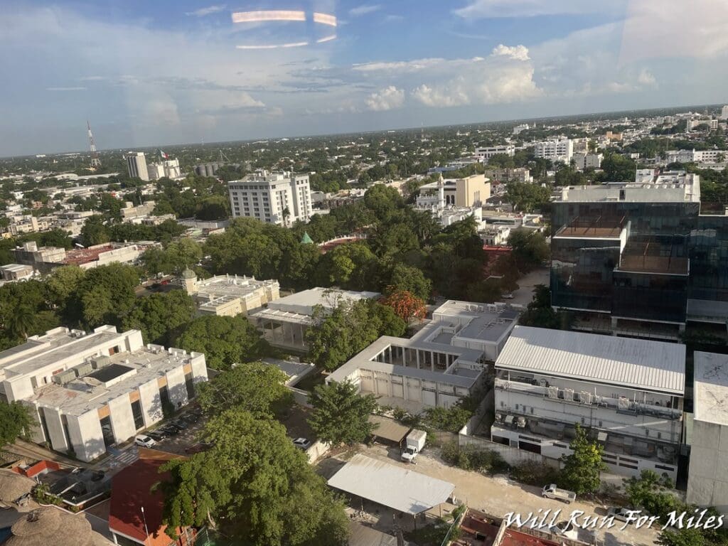 a city with trees and buildings