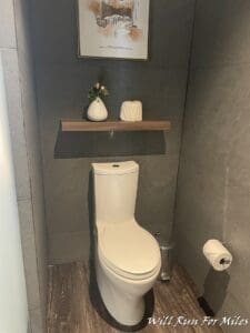 a toilet in a bathroom