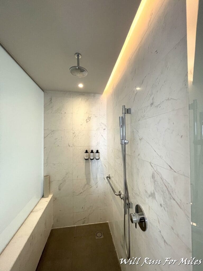 a shower with a shower head