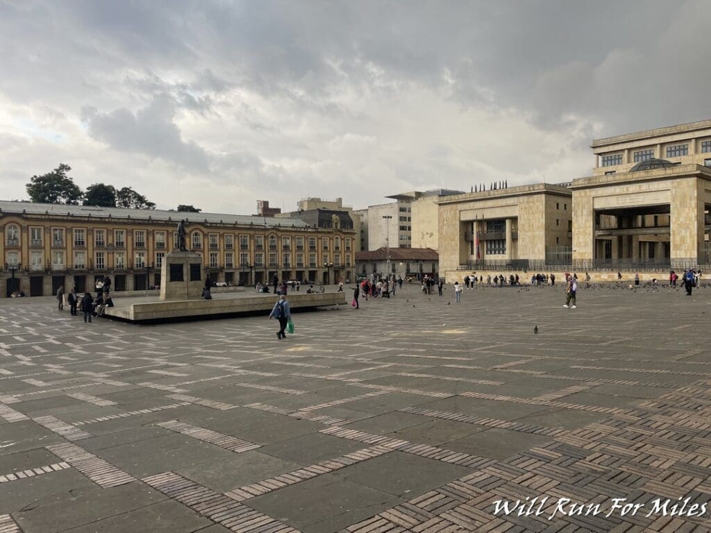 a large square with people walking in it